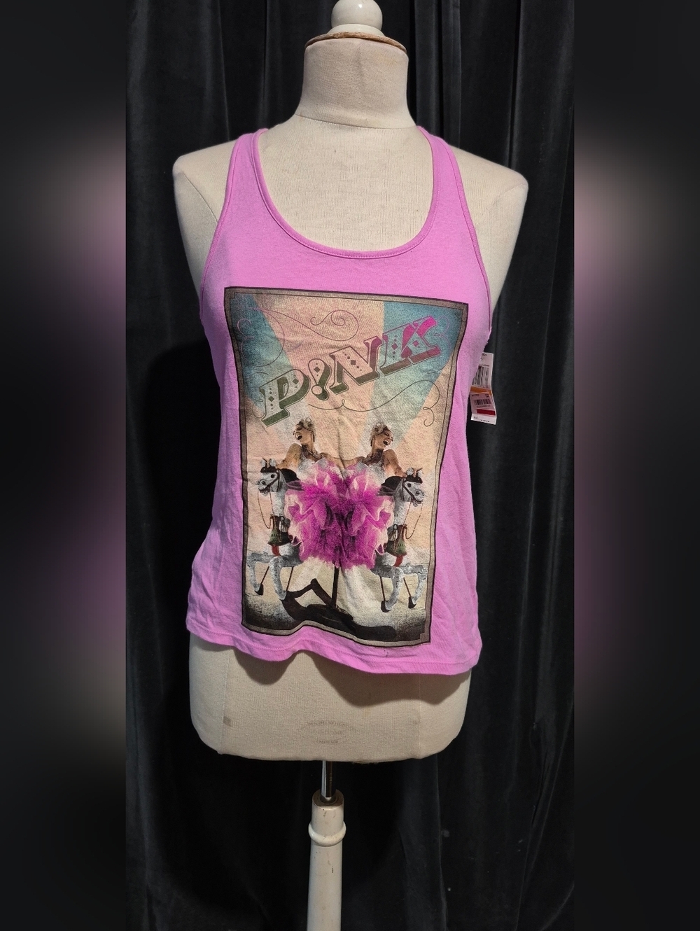 Pink Carousel Graphic Racerback Tank